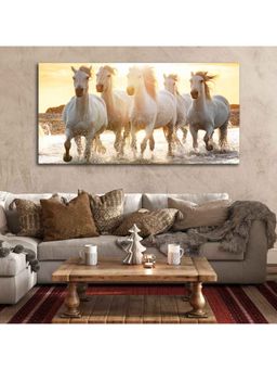 Vibecrafts - Camargue White Horses Running in Seaside Premium Wall Painting