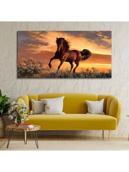 Vibecrafts - Classic Premium Quality Wall Painting of Brown Horse in Sunset