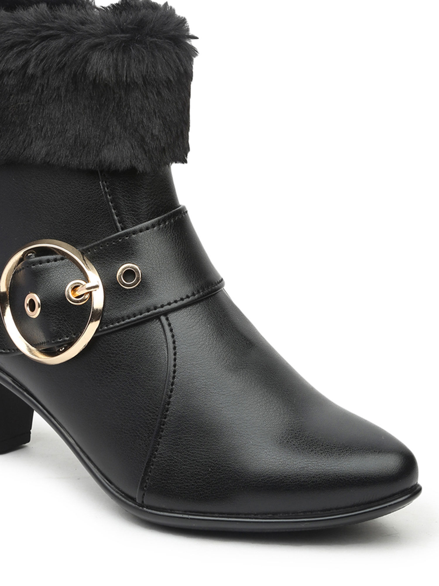 Buy VALIOSAA Solid Black Casual Boots 