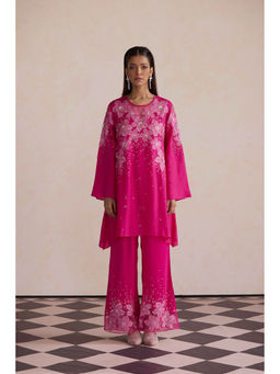 One Not Two - Hot Pink Embroidered Kurta with Palazzo (Set of 2)