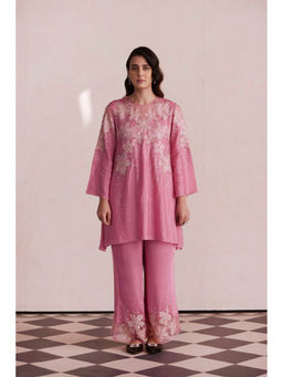 One Not Two - Pink Embroidered Kurta with Palazzo (Set of 2)