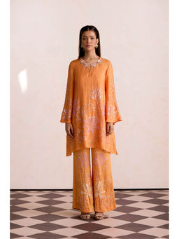 One Not Two - Orange Apricot Kurta with Slip and Palazzo (Set of 3)