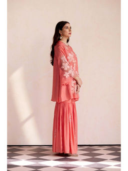One Not Two - Coral Sharara with Kurti and Slip (Set of 3)