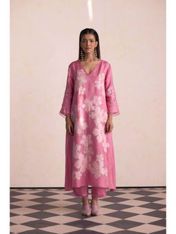 One Not Two - Pink Kurta with Slip and Pant (Set of 3)
