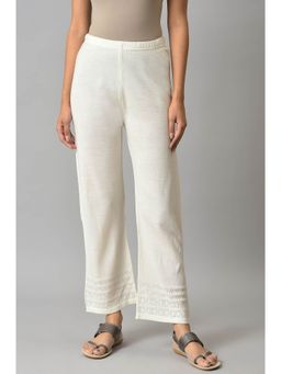 Elleven - White Acrylic Knitted Palazzo Pants