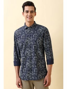 Allen Solly - Men's Navy Print Full Sleeves Casual Shirt