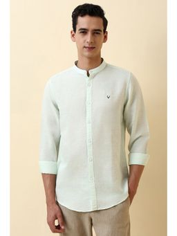 Allen Solly - Men's Green Solid Full Sleeves Casual Shirt