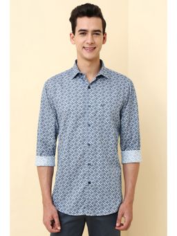 Allen Solly - Men's Blue Print Full Sleeves Casual Shirt