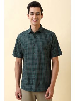 Allen Solly - Men's Green Check Half Sleeves Casual Shirt