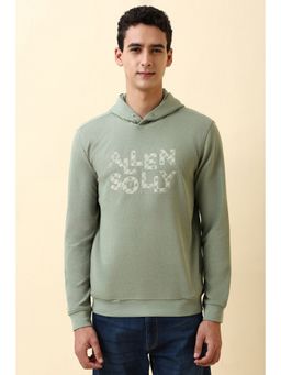 Allen Solly - Men's Green Hooded Neck Full Sleeves Casual Sweatshirt