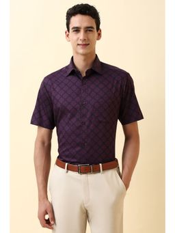 Allen Solly - Men's Purple Print Half Sleeves Formal Shirt