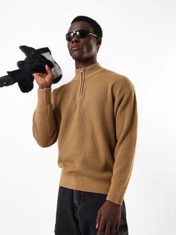 Hubberholme - Men's Solid Regular Relaxed Fit High Neck Full Sleeves Sweater