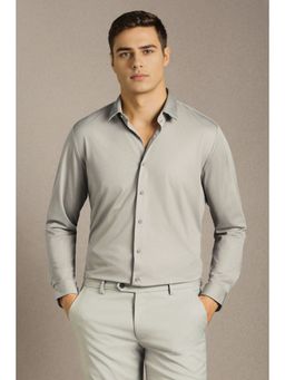 Louis Philippe - Men's Grey Solid Full Sleeves Casual Shirt