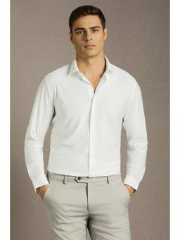 Louis Philippe - Men's White Solid Full Sleeves Casual Shirt