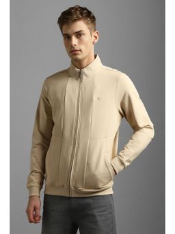 Louis Philippe - Men's Casual Beige Solid Sweatshirt