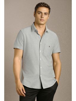 Louis Philippe - Men's Grey Print Half Sleeves Casual Shirt