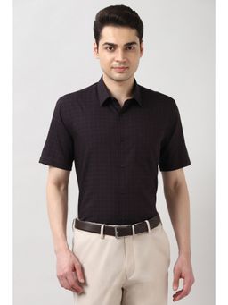 Peter England - Men's Brown Nuvo Fit Half Sleeves Formal Shirt