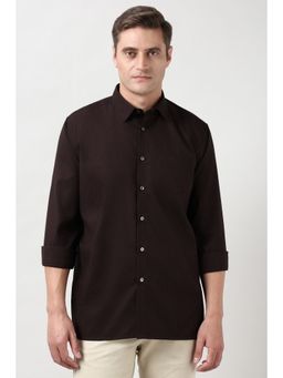Peter England - Men's Brown Regular Fit Full Sleeves Formal Shirt