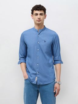 U.S. Polo Assn. Denim Co. - Men's Twill Slim Fit Mandarin Shirt