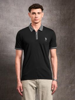 U.S. Polo Assn. Denim Co. - Men's Solid Black and Gold Polo T-Shirt