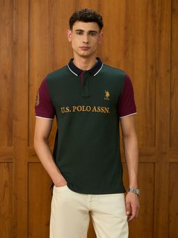 U.S. POLO ASSN. - Men's Brand Embroidered Varsity Theatre Polo T-Shirt