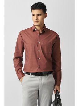 Van Heusen - Men's Brown Textured Full Sleeves Wedding Shirt