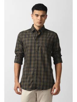 Van Heusen - Men's Charcoal Check Full Sleeves Casual Shirt