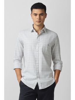 Van Heusen - Men's Grey Textured Full Sleeves Casual Shirt