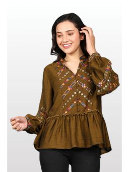 STIL-O-STITCH - Brown Embroidered Cotton Tunic
