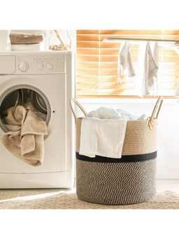 JASMEY HOMES - Spacious 16 Inches Black Sturdy Laundry Toy Basket