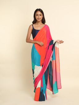 Suta - Multi-Color Printed Liva Saree