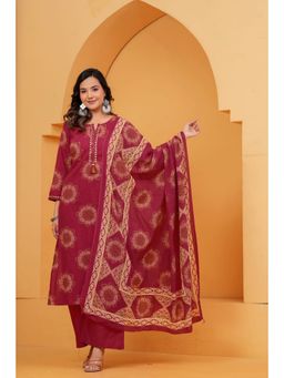 Meeranshi - Maroon Kurta and Palazzo with Dupatta