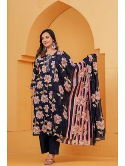 Meeranshi - Navy Blue Kurta and Palazzo with Dupatta