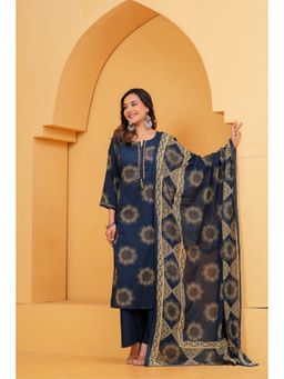 Meeranshi - Navy Blue Women Kurta and Palazzo with Dupatta