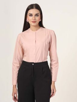 Style Quotient - Women Nude Solid Polycotton Regular Shirt