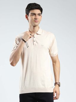 Monte Carlo - Beige Men Solid Collar Neck Polo T-Shirt