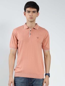 Monte Carlo - Coral Men Solid Collar Neck Polo T-Shirt
