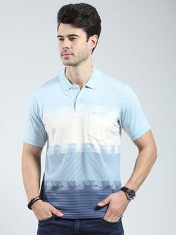 Monte Carlo - Blue Men Colorblock Collar Neck Polo T-Shirt