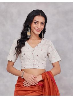Fabindia - Cream Cotton Stitched Blouse