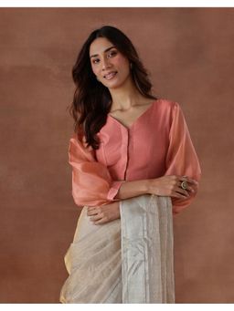 Fabindia - Pink Cotton Silk Stitched Blouse