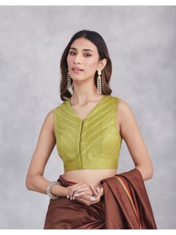 Fabindia - Green Cotton Silk Stitched Blouse