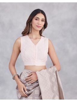 Fabindia - Cream Cotton Silk Stitched Blouse