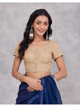 Fabindia - Gold Metallised Fiber and Silk Blend Stitched Blouse