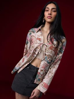 The Souled Store - Tie-Up Shirt Japanese Art Women Shirt