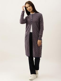 BROOWL - Womens Purple Longline Cardigan