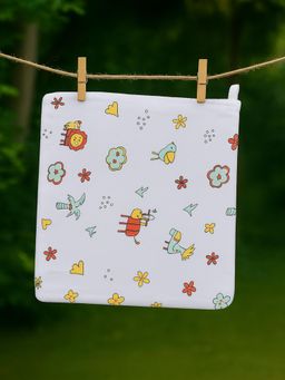 Nuego - Infant White Forest Print Pure Organic Cotton Burp Cloth