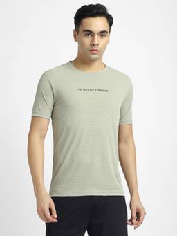 R&B - Polyester Regular Fit Crew Neck Typographic Print Men Green T-Shirt
