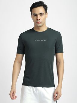 R&B - Polyester Regular Fit Crew Neck Typographic Print Men Green T-Shirt