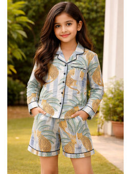 Fairies Forever - Multi-Colour Leopard Print Cotton Night Shirt With Pants