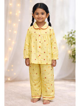 Fairies Forever - Yellow Full Sleeves Cotton Shirt With Pyjama